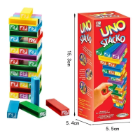 صورة Stacko UNO ألعاب لوحة الورق الترفيه العائلي حفلة البوكر التعليم المبكر لغز ألعاب مكدسة أوراق اللعب هدية عيد ميلاد