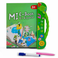صورة كتاب حديث تفاعلي للأطفال الصغار ، لوحة صوت إسبانية وإنجليزية ، لعبة قراءة تعليمية مبكرة للأولاد والبنات ، 2 في 1
