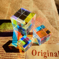 صورة منشور سحري زجاج بصري صغير كريستال ، تصميم ثنائي كروي ، منشور ، دمج RGB ، فاصل ، سداسي السطوح ، مكعب X ، 1