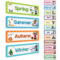 صورة 40 Pcs Week/Seasonl/Months/Weather English Words Learning Cards Classroom WhiteBoard Decoration Teacher Teaching Aids Montessori