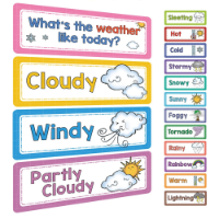 صورة 40 Pcs Week/Seasonl/Months/Weather English Words Learning Cards Classroom WhiteBoard Decoration Teacher Teaching Aids Montessori