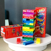 صورة Stacko UNO ألعاب لوحة الورق الترفيه العائلي حفلة البوكر التعليم المبكر لغز ألعاب مكدسة أوراق اللعب هدية عيد ميلاد