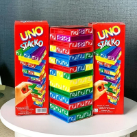 صورة Stacko UNO ألعاب لوحة الورق الترفيه العائلي حفلة البوكر التعليم المبكر لغز ألعاب مكدسة أوراق اللعب هدية عيد ميلاد