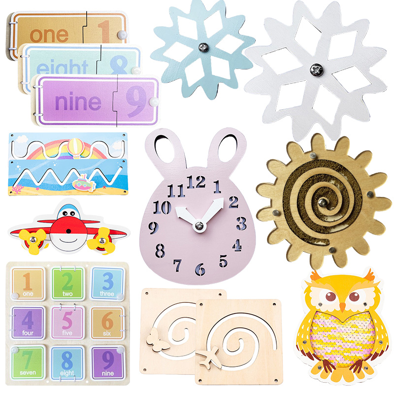 صورة Busy Board Accessories DIY Toy Part Wooden Toy Pairing Digital Board Montessori Early Educational Games Intellectual Development