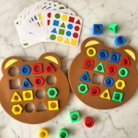 صورة مونتيسوري شكل هندسي اللون مطابقة لغز DIY بها بنفسك الحسية التعليمية ألعاب تعليمية مرحلة ما قبل المدرسة لعبة للأطفال 2 إلى 4 سنوات من العمر