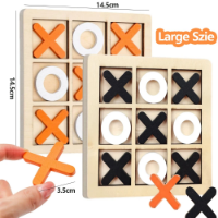 صورة لعبة قدم خشبية XO Tic Tac للأطفال ، لوحة شطرنج صغيرة ، تدريب على الألغاز ، تفاعل ، ألعاب تعليمية مونتيسوري ، هدية للأولاد والبنات