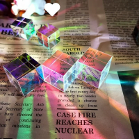 صورة منشور سحري زجاج بصري صغير كريستال ، تصميم ثنائي كروي ، منشور ، دمج RGB ، فاصل ، سداسي السطوح ، مكعب X ، 1
