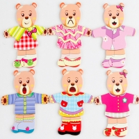 صورة Montessori Light Bear أحجية خشبية للأطفال ، تغيير الملابس ، لعبة خلع الملابس ، ألعاب الأطفال ، هدية التعليم المبكر