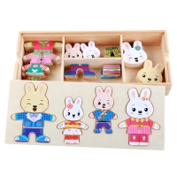 صورة Montessori Light Bear أحجية خشبية للأطفال ، تغيير الملابس ، لعبة خلع الملابس ، ألعاب الأطفال ، هدية التعليم المبكر