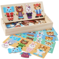 صورة Montessori Light Bear أحجية خشبية للأطفال ، تغيير الملابس ، لعبة خلع الملابس ، ألعاب الأطفال ، هدية التعليم المبكر