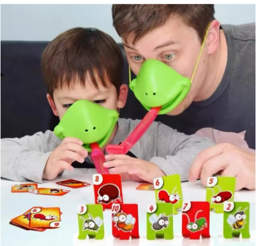 صورة لعبة الطاولة التنافسية لسان تيك تاك ، قناع لسان الضفدع ، مجموعة ألعاب سطح المكتب ، التفاعل بين الوالدين والطفل ، هدية عيد ميلاد للطفل