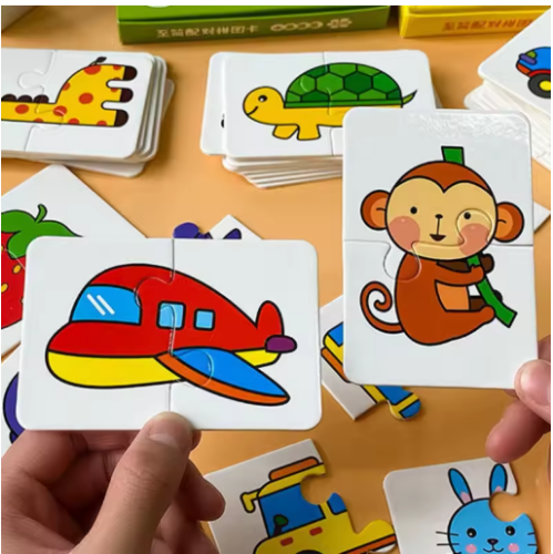 صورة 32 قطعة بطاقة مطابقة للأطفال الصغار التعليم المبكر ألعاب ألغاز الكرتون بانوراما الحيوان اللون شكل هدايا التدريب المعرفي