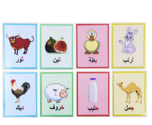 صورة رياض الأطفال التعلم المبكر الكلمات الأبجدية العربية بطاقات ألعاب تنمية الطفل المعرفية للأطفال البطاقات التعليمية التنويرية