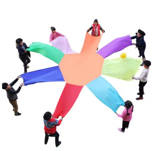 صورة ألعاب اللعب في الهواء الطلق للأطفال كبيرة قوس قزح المظلة لعبة التدريب البدني لعبة رياضية الخيام اللعب مظلة مثمنة