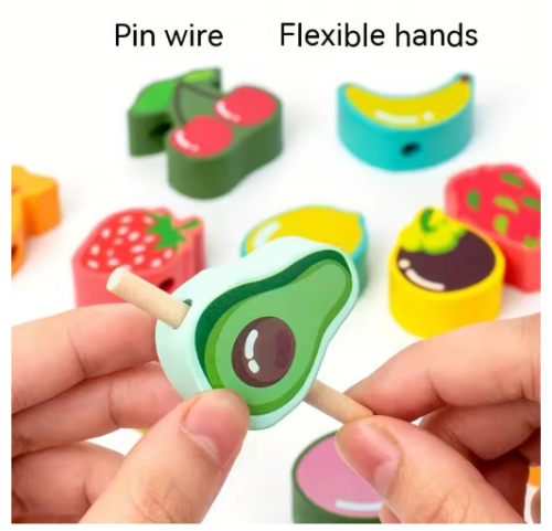 صورة مجموعة ألعاب الديكور الخشبية للأطفال ، ألعاب الحبال ، التمارين الرياضية ، تنسيق العين اليدوية ، التعليم المبكر ، لعبة تعليمية ، مونتيسوري