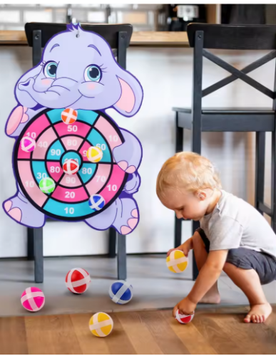 صورة ألعاب مونتيسوري للأطفال من عمر 2 إلى 4 سنوات، لوحة رمي السهام على شكل حيوانات كرتونية، كرة لاصقة، ألعاب تعليمية تفاعلية عائلية للأطفال