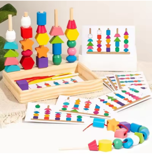 صورة ألعاب مونتيسوري الخشبية، لعبة ألغاز مطابقة الشكل الملون، ألعاب تعليمية مبكرة، هدية للأطفال