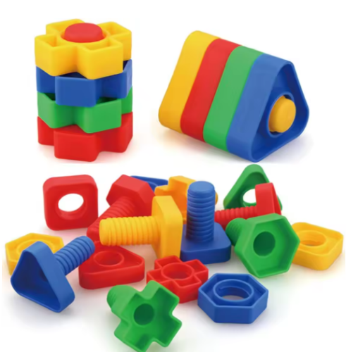 صورة 5 قطعة مجموعة مسامير المكسرات الضخمة الأشكال الألوان مطابقة اللعب لغز اللعب مونتيسوري بناء لعبة المسمار الجوز لعبة هدية للأطفال الصغار