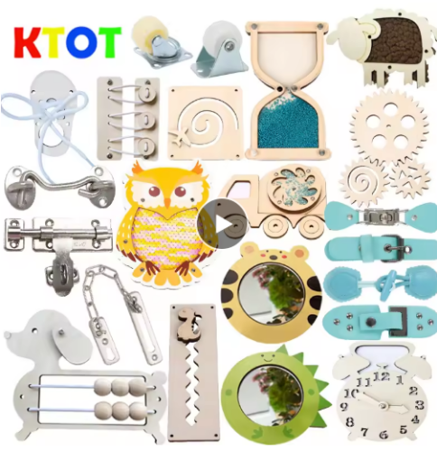 صورة ملحقات اللوحة المشغولة لتقوم بها بنفسك جزء لعبة ألعاب خشبية أقفال معدنية مشبك جلدي ألعاب تعليمية مونتيسوري التنمية الفكرية