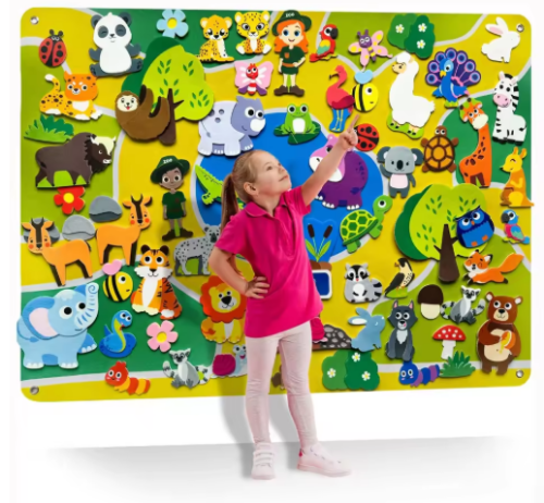 صورة مجموعة لوحة قصة لباد حيوانات حديقة الحيوان ألعاب تعلم مونتيسوري رواية القصص التفاعلية تعليم اللعب مجموعات تعليق على الحائط للأطفال هدية