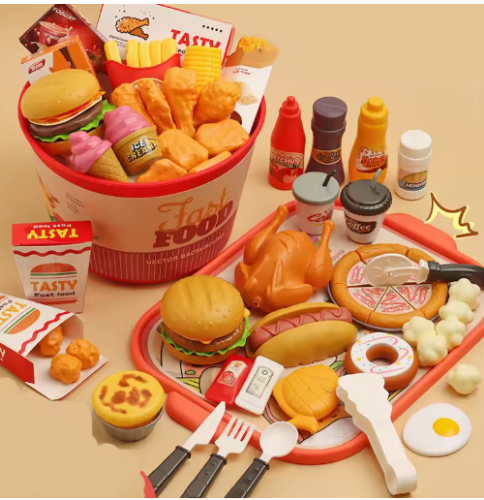 صورة الأطفال الغذاء المطبخ مجموعة ألعاب فتاة التظاهر اللعب منزل محاكاة الخبز برغر البيتزا الطبخ لعبة المطبخ اللعب الدعائم الملحقات