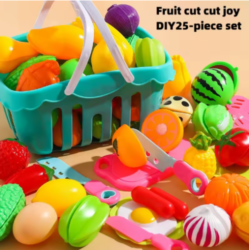 صورة 25 قطعة مجموعة DIY قطع الفاكهة لعبة الموسيقى محاكاة الخضار الفاكهة والخضروات لعبة الأطفال فتاة صبي المطبخ الغذاء مجموعة