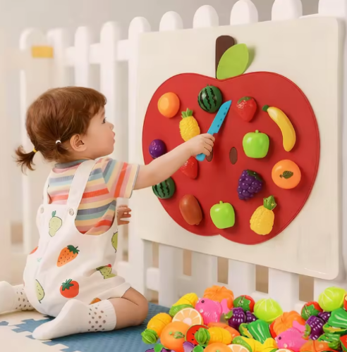 صورة لوحة لباد الطفل لعب ألعاب الطعام الجدار ملصق الفواكه والخضروات التظاهر اللعب ألعاب المطبخ المهارات الحركية الدقيقة لعبة تعليمية مبكرة