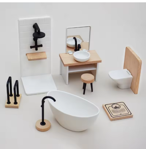 صورة 1/12 دمية محاكاة مغسلة حوض المرحاض نموذج دمية الحمام ديكور بيت الدمى أثاث مصغر اكسسوارات