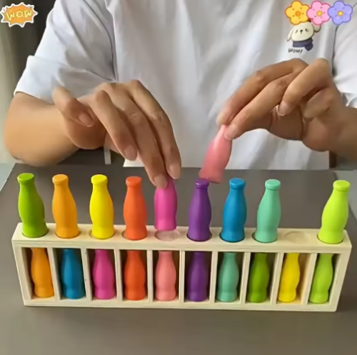 صورة مجموعة ألعاب ألغاز زجاجة تحدي متطابقة مع 20 لونًا، لوحة استراتيجية للتدريب على الذاكرة والمنطق، هدايا حفلات الهالوين وأعياد الميلاد