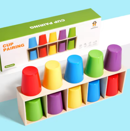 صورة لعبة مونتيسوري المطابقة الألوان نشاط تطوير الذكاء حفلة تحدي المجموعة العائلية توفر تعليم التفكير المنطقي
