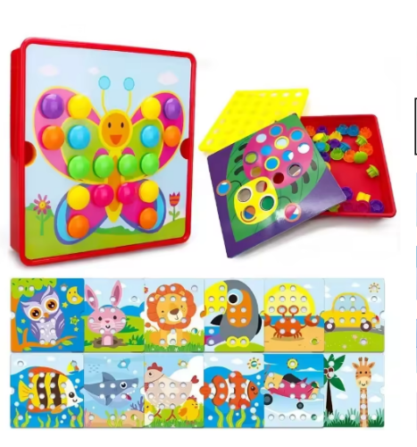 صورة ثلاثية الأبعاد الفطر مسمار لغز بانوراما اللعب مونتيسوري ألعاب الأطفال الكرتون الحيوان الألغاز ألعاب أطفال في وقت مبكر ألعاب تعليمية هدايا الأطفال