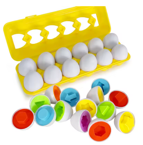 صورة مطابقة البيض لعب للأطفال 1 2 3 الصغار ألعاب مونتيسوري بيض عيد الفصح الطفل شكل فارز ألعاب الأطفال ألعاب تعليمية للتعلم