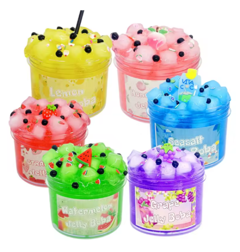 صورة 70/300 مللي واضح هلام مكعب كرانشي الفاكهة موضوع كريستال الوحل مجموعة سوبر لينة غير لزجة مضحك لتقوم بها بنفسك كريستال الطين تقليل الإجهاد اللعب