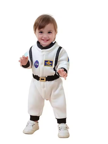 صورة طفل رضيع رائد الفضاء تأثيري حلي مطرزة الفضاء البدلة حفلة بذلة هالوين زي الخريف والشتاء كم طويل