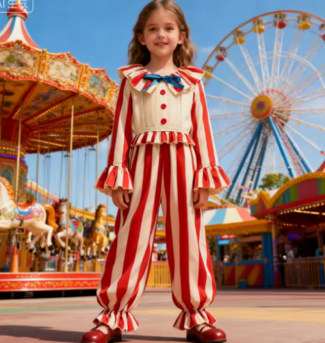 صورة كرنفال حفلة الاطفال مهرج تأثيري حلي كورنفيلد فيلم الرعب جوكر بذلة هالوين زي مرحلة الأداء فستان