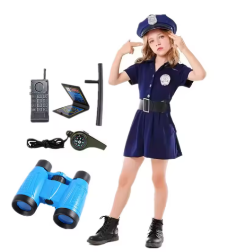صورة أزياء لعب دور الشرطة للفتيات، أزياء ضابط حزام موحد لحفلات الكرنفال، ألعاب شرطة الهالوين، هدايا