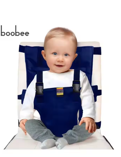 صورة قطعة واحدة من حزام أمان كرسي الطعام المرتفع للأطفال، حزام كرسي نزهة بحزام ثابت عالمي للأطفال - قابل للغسل، محمول وقابل للطي، حزام أمان من القماش، حزام أمان للسفر، هدية مثالية لحفلات استقبال المولود الجديد.